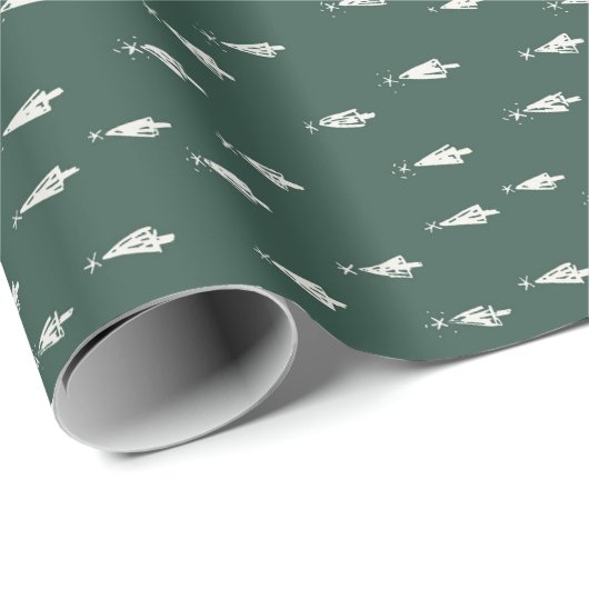 Green Kersttree modern Wrapping Paper Cadeaupapier (Rol Hoek)