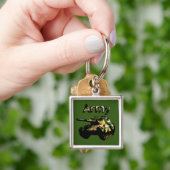 Green Khaki Army Tank, Keyring Sleutelhanger (Hand)