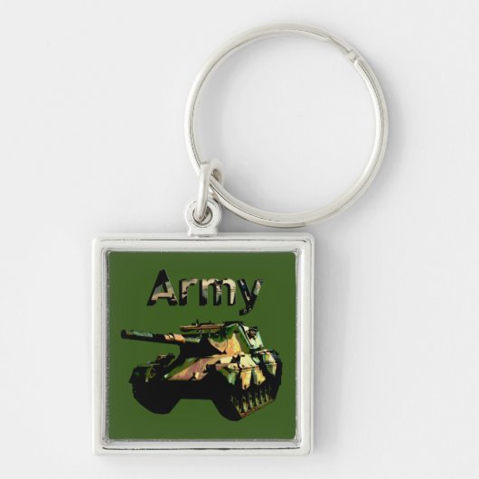 Green Khaki Army Tank, Keyring Sleutelhanger (Voorkant)