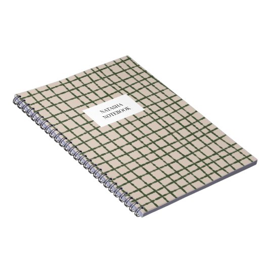 Green Khaki Check Pattern Notitieboek Stationery (Rechterzijde)