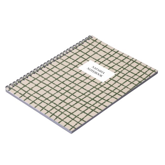 Green Khaki Check Pattern Notitieboek Stationery (Linkerzijde)