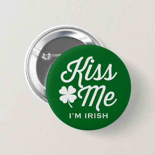 Green Kiss Ik ben Irish Typography Pin Button (Voorkant /achterkant)