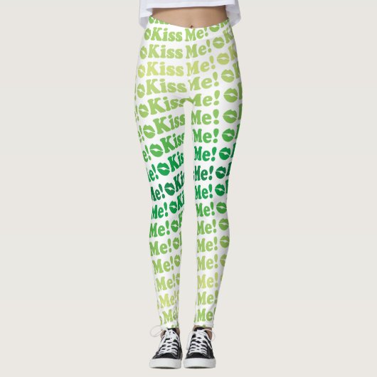 Green Kiss me Kiss me Pattern Leggings (Voorkant)