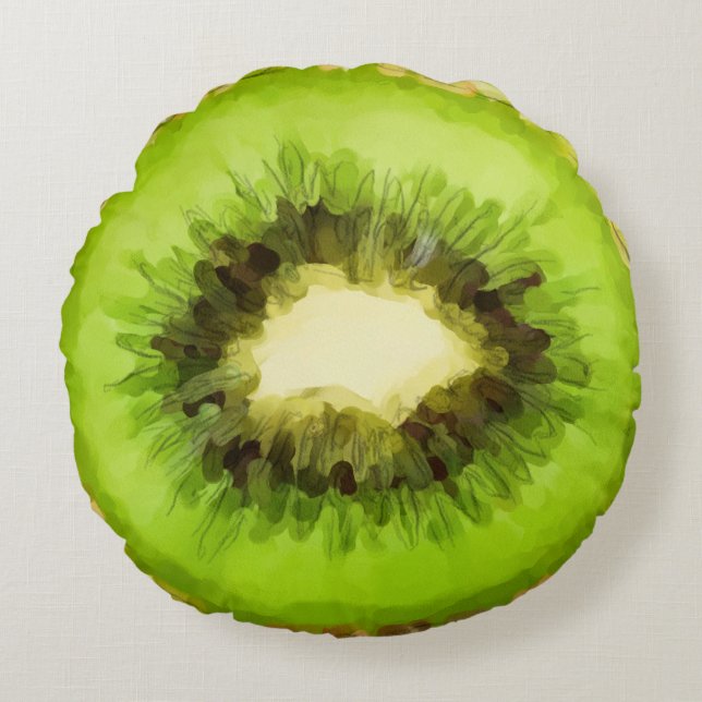 Green Kiwi Fruit Rond Kussen (Voorkant)