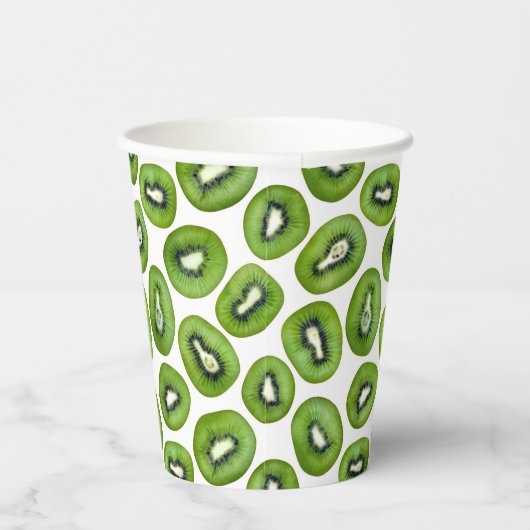 Green Kiwi Pattern Papieren Bekers (Rechts)