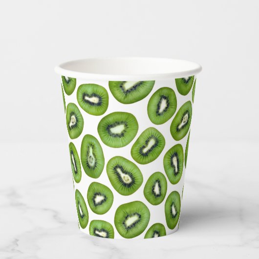 Green Kiwi Pattern Papieren Bekers (Voorkant)