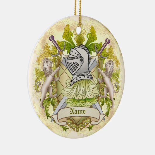 Green Knight Family Crest Achternaam Keramisch Ornament (Rechts)