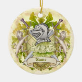 Green Knight Family Crest Achternaam Keramisch Ornament (Voorkant)