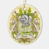Green Knight Family Crest Achternaam Keramisch Ornament (Links)