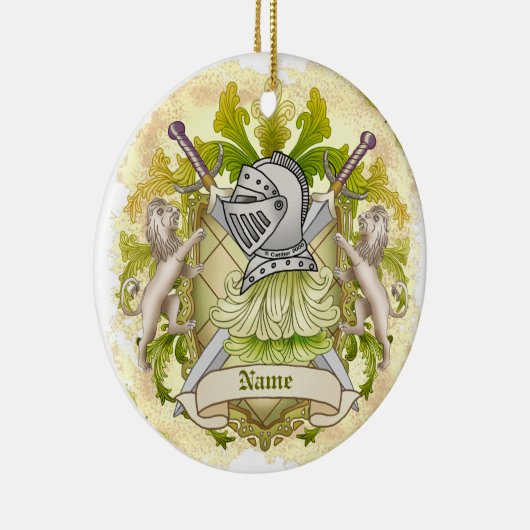 Green Knight Family Crest Achternaam Keramisch Ornament (Rechts)