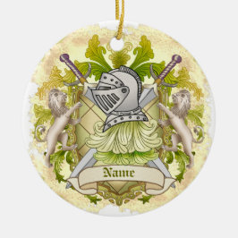 Green Knight Family Crest Achternaam Keramisch Ornament