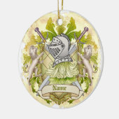 Green Knight Family Crest Achternaam Keramisch Ornament (Links)
