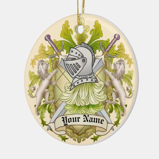 Green Knight Family Crest Achternaam ornament (Links)