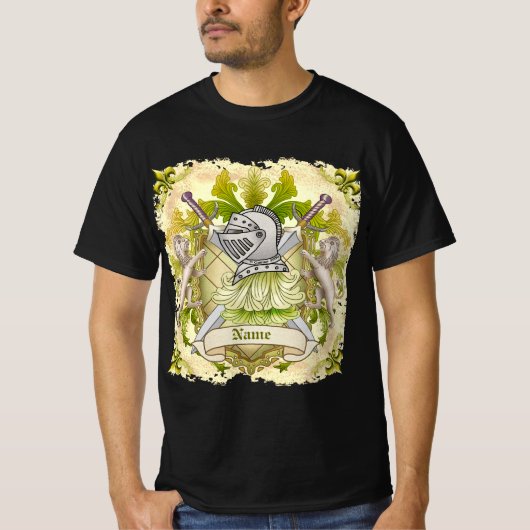 Green Knight Family Crest Achternaam T-shirt (Voorkant)