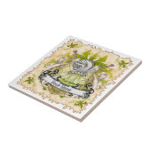 Green Knight Family Crest Achternaam Tegeltje (Zijkant)