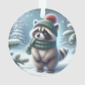  Green Knit Raccoon & Berry Branch Ornament (achterkant)