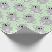 Green Koala Beer Baby shower Cadeaupapier (Hoek)