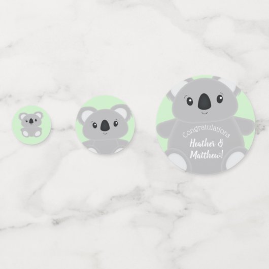 Green Koala Beer Baby shower Confetti (Achterkanten)