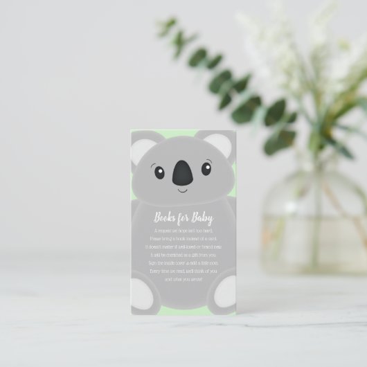 Green Koala Beer Baby shower Informatiekaartje (Staand voorkant)