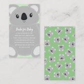 Green Koala Beer Baby shower Informatiekaartje (Voorkant / Achterkant)