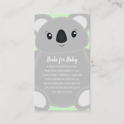 Green Koala Beer Baby shower Informatiekaartje (Voorkant)