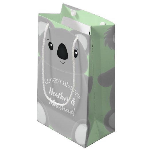 Green Koala Beer Baby shower Klein Cadeauzakje (Voorkant Gekanteld)