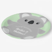 Green Koala Beer Baby shower Papieren Bordje (Gekanteld)