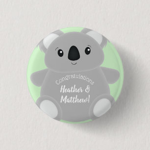 Green Koala Beer Baby shower Ronde Button 3,2 Cm
