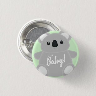 Green Koala Beer Baby shower Ronde Button 3,2 Cm