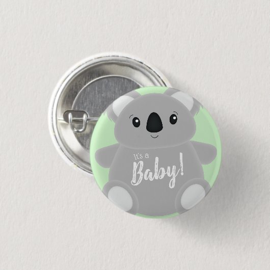 Green Koala Beer Baby shower Ronde Button 3,2 Cm (Voorkant /achterkant)