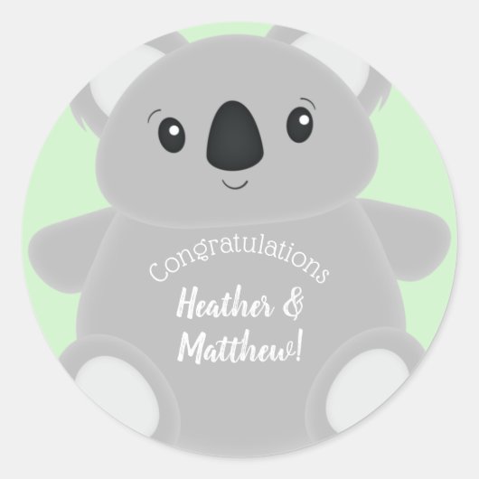Green Koala Beer Baby shower Ronde Sticker (Voorkant)