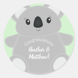 Green Koala Beer Baby shower Ronde Sticker