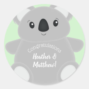 Green Koala Beer Baby shower Ronde Sticker