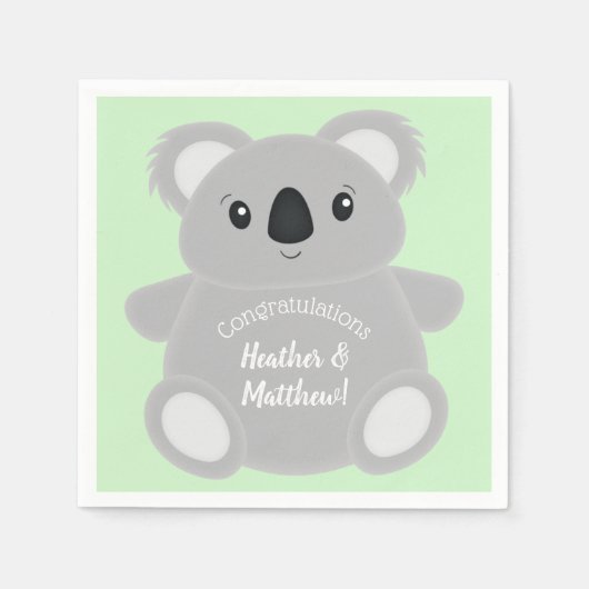 Green Koala Beer Baby shower Servet (Voorkant)