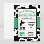 Green Koeienhuid Cowboy Birthday Uitnodiging (Voorkant / Achterkant)