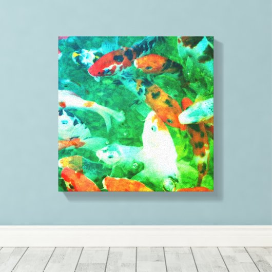 Green Koi Pond Canvas Afdruk (Insitu (Houten vloer))