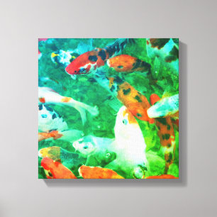 Green Koi Pond Canvas Afdruk