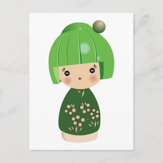 Green Kokeshi Triplet Briefkaart (Voorkant)
