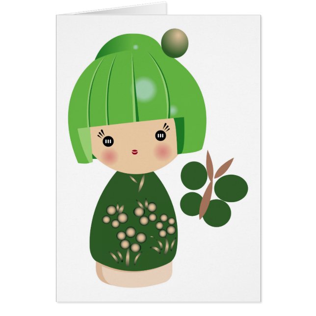 Green Kokeshi Triplet Card (Voorkant)
