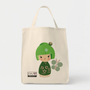Green Kokeshi Triplet Grocery Tas