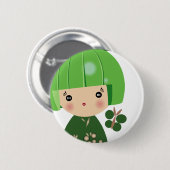 Green Kokeshi Triplet sluit Pin Ronde Button 5,7 Cm (Voorkant /achterkant)