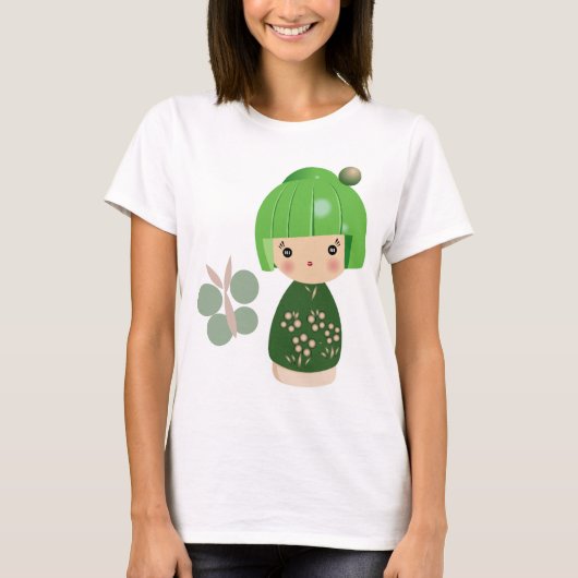 Green Kokeshi Triplet Spaghetti Straps Top (Voorkant)