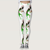 Green Kokopelli Black Leggings (Voorkant)