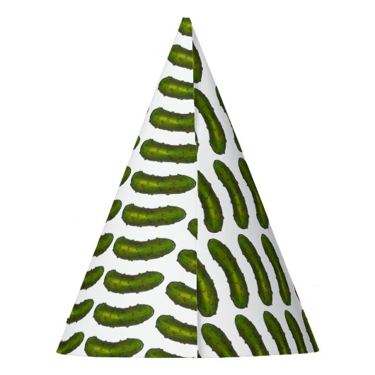 Green Kosher Dill Pickle Foodie Print Cucumber Feesthoedjes (Achterkant)