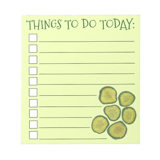 Green Kosher Dill Sweet Pickle Chips Checklist Notitieblok (Voorkant)