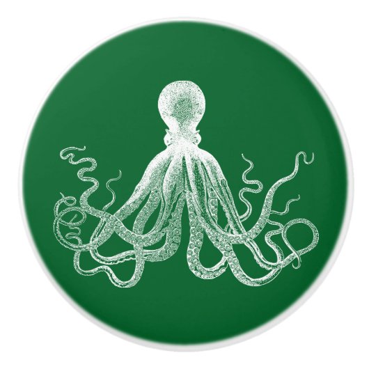 Green Kraken Octopus Keramische Knop (Voorkant)
