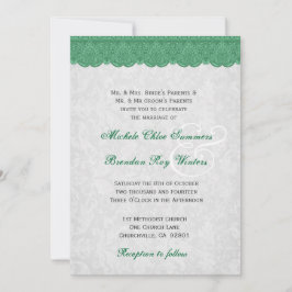 Green Lace Elegant Monogram Wedding R432 Kaart