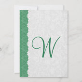 Green Lace Elegant Monogram Wedding R432 Kaart (Achterkant)