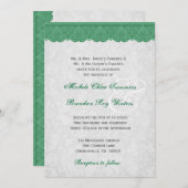 Green Lace Elegant Monogram Wedding R432 Kaart (Voorkant / Achterkant)