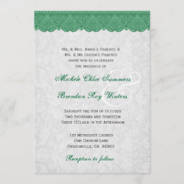 Green Lace Elegant Monogram Wedding R432 Kaart